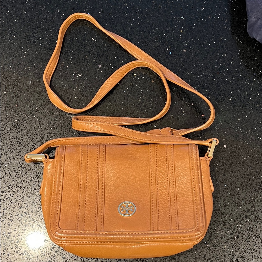 Tory Burch Cognac Landon Leather Crossbody Bag